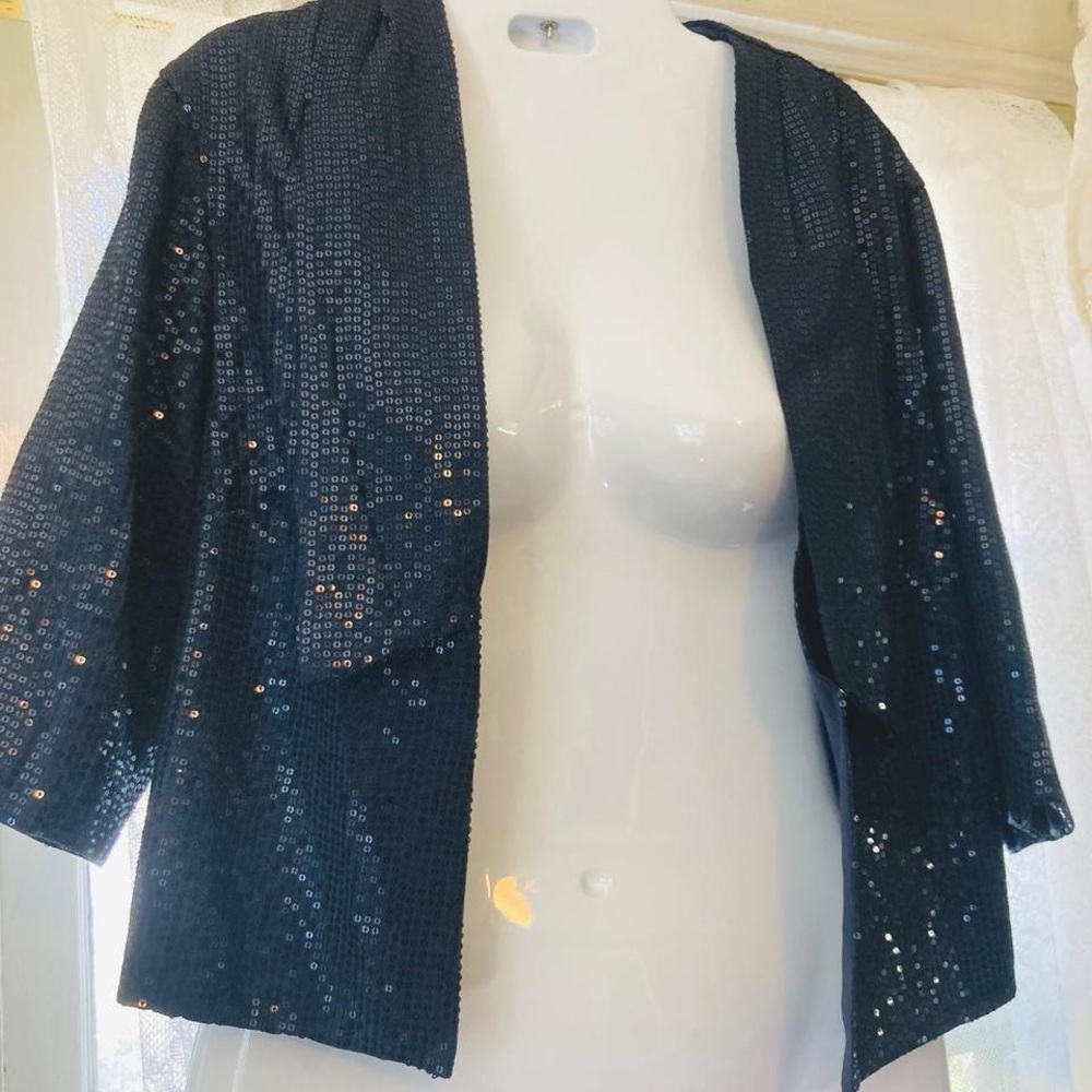 Plastic Island Sequin Blue jacket blouse S